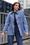 0694 Çift Cepli Oversize Denim Ceket - Lacivert