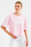 4322 Baskılı Oversize Basic Tişört - Pembe