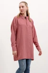 5917 Fermuarlı Oversize Tunik - Gül Kurusu