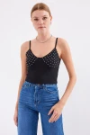 918 İp Askılı Crop Top - Siyah