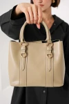 010164 Askılı Mini Tote Çanta - Taş