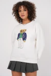 55447 Baskılı Oversize Sweatshirt - Beyaz