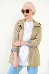 5669 Belden Lastikli Trenchcoat - Bej