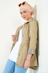 5669 Belden Lastikli Trenchcoat - Bej