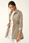 5669 Belden Lastikli Trenchcoat - Bej