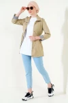 5669 Belden Lastikli Trenchcoat - Bej