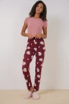 4323 Desenli Pijama Altı - Bordo