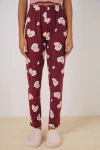 4323 Desenli Pijama Altı - Bordo