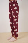 4323 Desenli Pijama Altı - Bordo