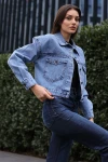 0693 Düğmeli Oversize Denim Ceket - Lacivert