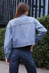 0693 Düğmeli Oversize Denim Ceket - Lacivert