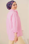 103901 Oversize Basic Tesettür Gömlek - Pembe