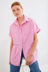 20120 Oversize Kısa Kollu Gömlek - Pembe