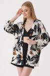 5862 Örme Kimono - D. Siyah